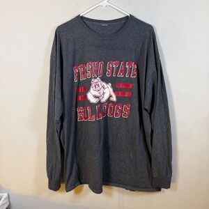 Fresno State Bulldogs Long Sleeve T-Shirt Charcoal Gray‎ Graphic Tee XXL NCAA